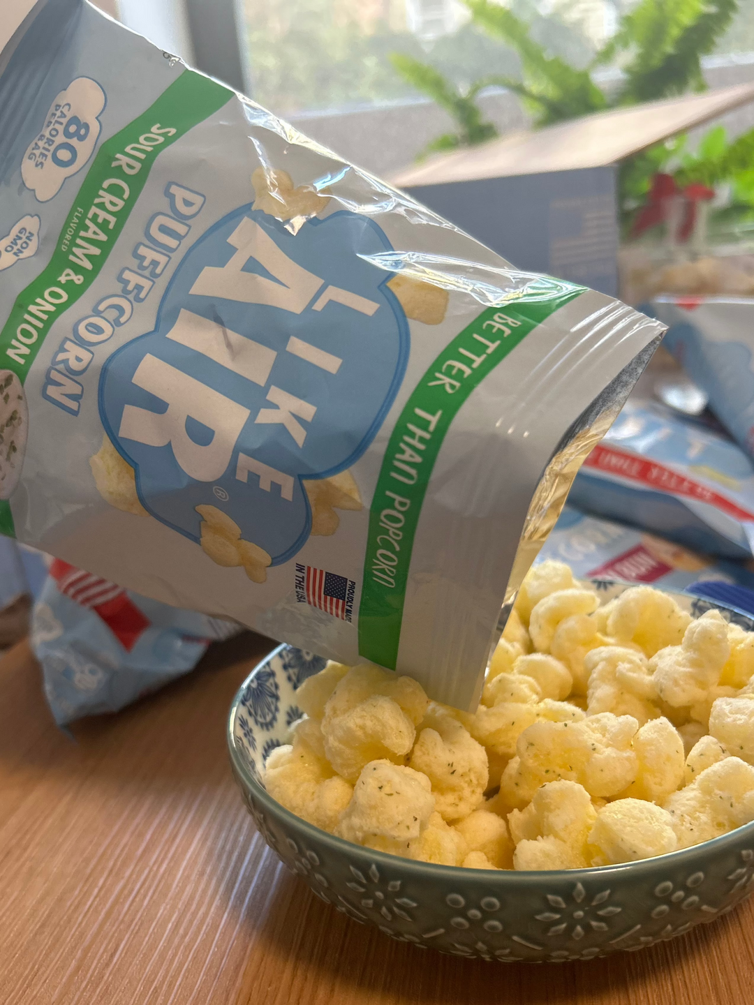 Sour Cream & Onion Puffcorn Single Serve  - 20 bags - Like Air Puffcorn