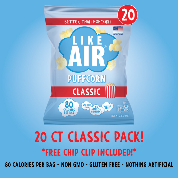 Classic Puffcorn Single Serve  - 20 bags - Like Air Puffcorn